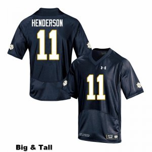 Notre Dame Fighting Irish Men's Ramon Henderson #11 Navy Under Armour Authentic Stitched Big & Tall College NCAA Football Jersey EIU4299TP